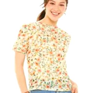 Floral mesh short sleeve top, NWT